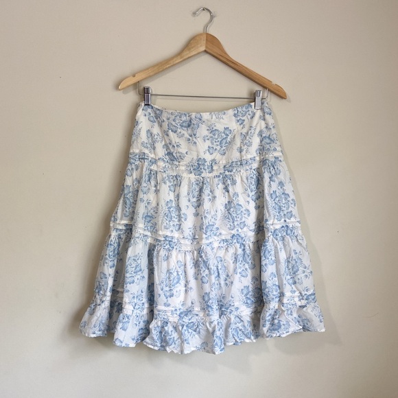 Chaps Blue and White Tiered Mini Skirt - Picture 6 of 6